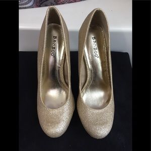 Gold glitter heels